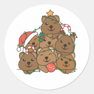 Quokka Christmas Tree Funny Animal Christmas Classic Round Sticker