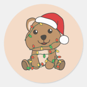 Quokka Christmas Winter Animals Quokkas Classic Ro Round Sticker