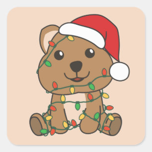 Quokka Christmas Winter Animals Quokkas Square Sti Sticker