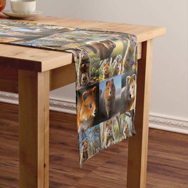 "Quokka Chronicles: A Heartwarming Photo Collage" Short Table Runner (In Situ)