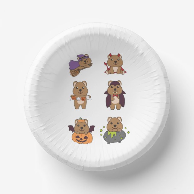 Quokka Halloween Devil Pumpkin Vampire Costume Paper Plate (Front)