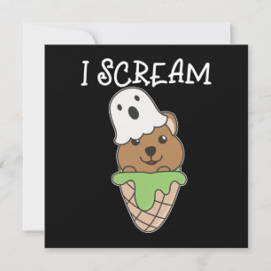 Quokka Halloween Ghost I Scream Ice Cream Pun Invitation