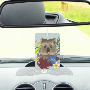 Quokka Happy Australia Floral Blue Car Air Freshener