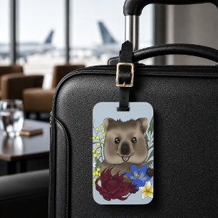 Quokka Happy Australia Floral Blue Luggage Tag