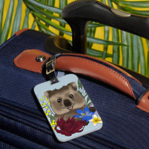 Quokka Happy Australia Floral Blue Luggage Tag