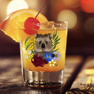 Quokka Happy Australia Floral Blue Shot Glass