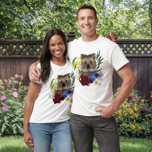Quokka Happy Australia Floral Blue T-Shirt