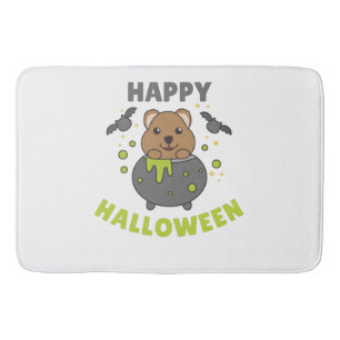 Quokka Happy Halloween Cauldron Bat Bath Mat