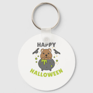 Quokka Happy Halloween Cauldron Bat Key Ring