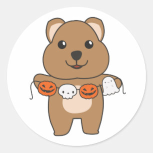Quokka Happy Halloween Pumpkin Bat Costume Classic Round Sticker