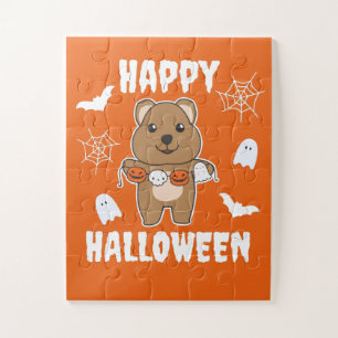 Quokka Happy Halloween Pumpkin Bat Costume Jigsaw Puzzle