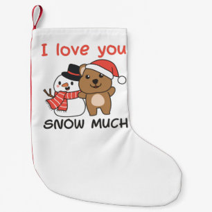 Quokka I Love You Snow Much Snowman Pun Small Christmas Stocking