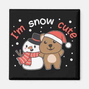 Quokka I'm Snow Cute Snowman Snow Pun Magnet