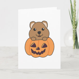 Quokka In Pumpkin Cute Quokkas Happy Halloween Card