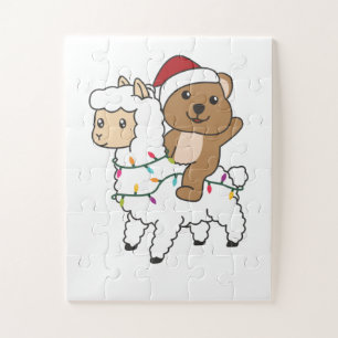 Quokka Llama Christmas Snow Winter Animals Jigsaw Puzzle