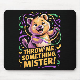 Quokka Mardi Gras Throw Me Soing Mister Beads Funn Mouse Pad