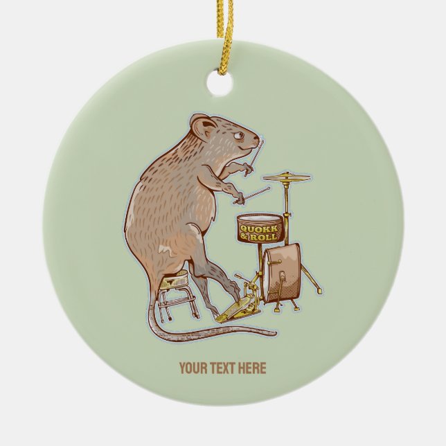 Quokka Playing Drums Ceramic Ornament (Front)
