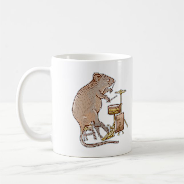 Quokka Playing Drums Coffee Mug (Left)