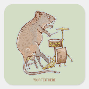 Quokka Playing Drums Square Sticker