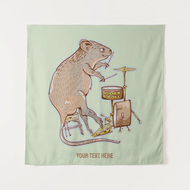 Quokka Playing Drums Tapestry (Front)