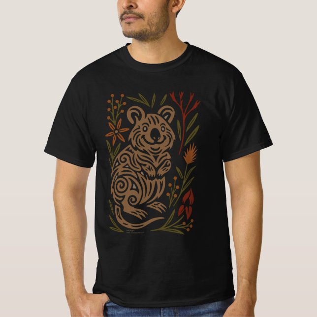 Quokka Tribal Wildlife Illustration T-Shirt (Front)