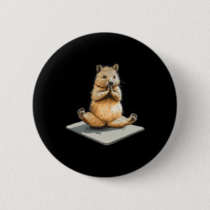 Quokka Using A Yoga Mat 6 Cm Round Badge