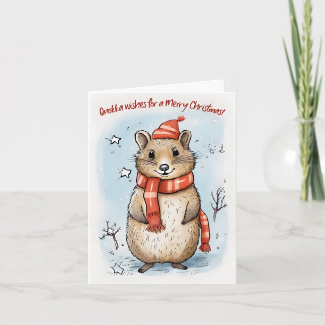 Quokka Wishes for a Merry Christmas -  Card (Front)