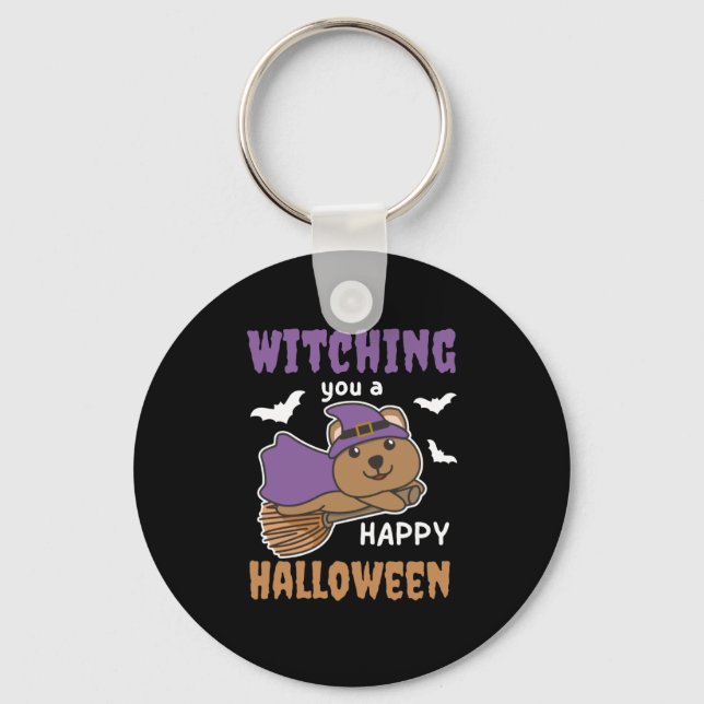 Quokka Witch Witches Witching You A Happy Key Ring (Front)
