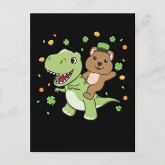 Quokka With T-rex St. Patrick's Day Ireland Postca Postcard