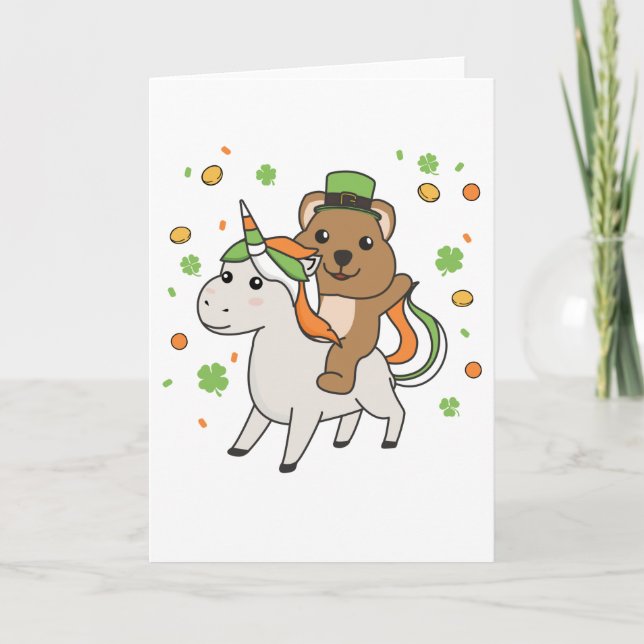 Quokka With Unicorn St. Patrick's Day Ireland Card (Front)
