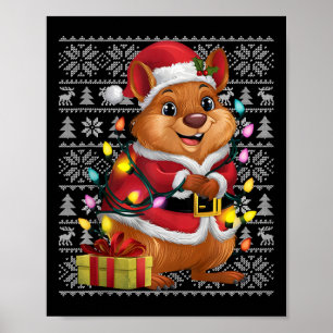 Quokka Xmas Sweater Style Ugly Santa Quokka Christ Poster