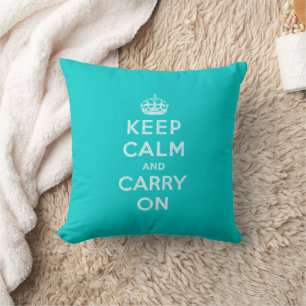 Quote Aqua KEEP CALM AND Carry ON Cushion