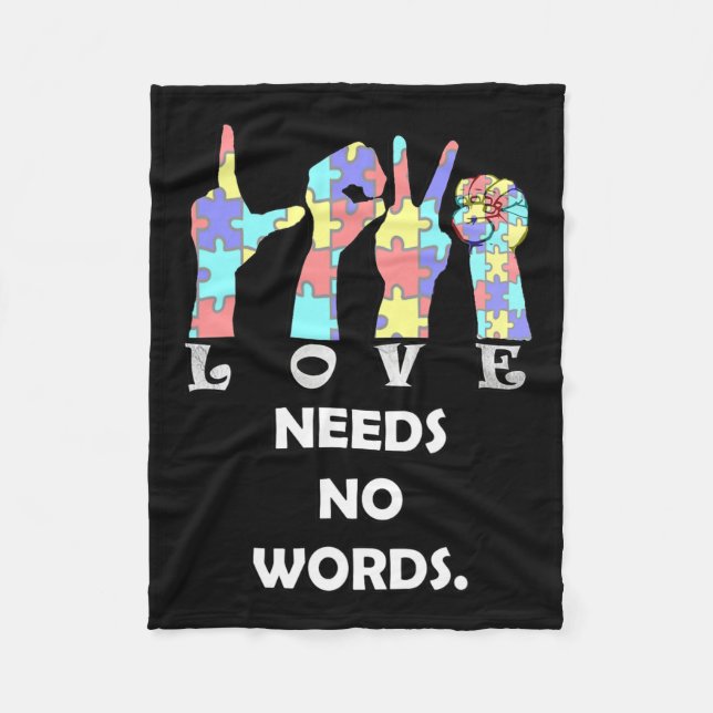 Quote Asl Love Needs No Words  Fleece Blanket (Front)