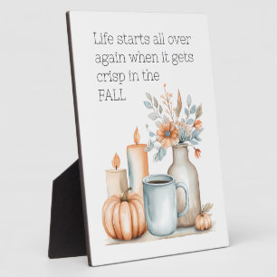 Quote Fall Pumpkin Coffee Flower Candle Modern Plaque