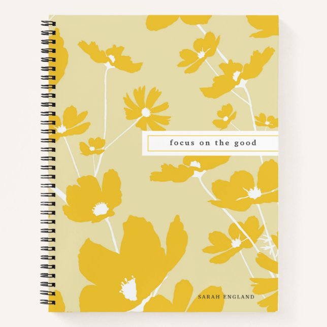 Quote Focus On The Good Floral Pattern Notebook (Front)