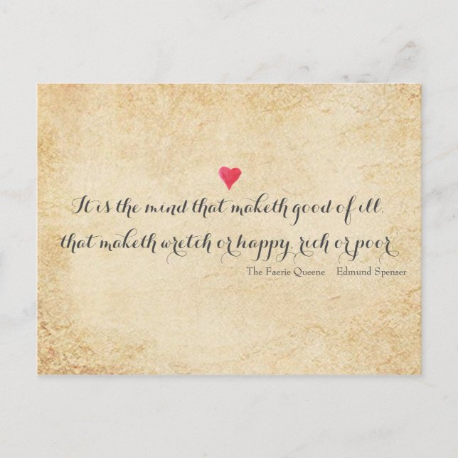 Quote from Edmund Spenser poem Postcard (Front)
