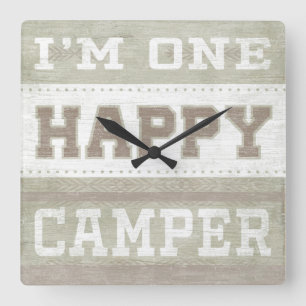 Quote I'm One Happy Camper Square Wall Clock