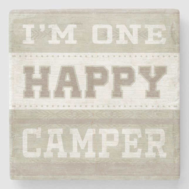 Quote | I'm One Happy Camper Stone Coaster (Front)