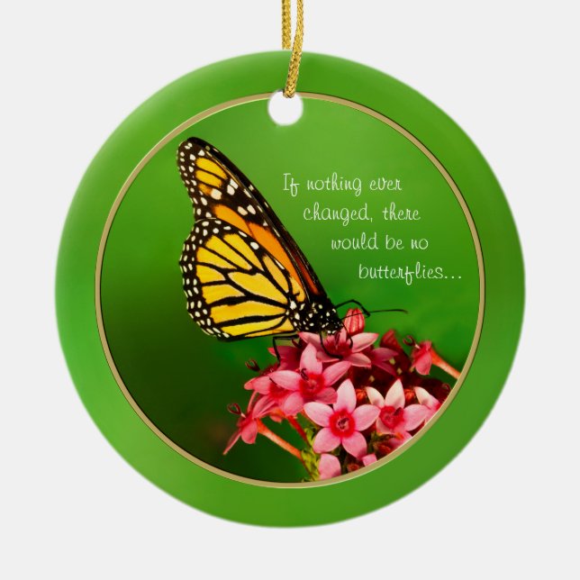 Quote:  Monarch Butterfly Floral Photography Ceramic Ornament (Front)