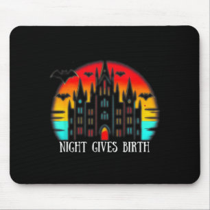 Quote Night Gives Birth - Vampire Castle Graphic Mouse Pad