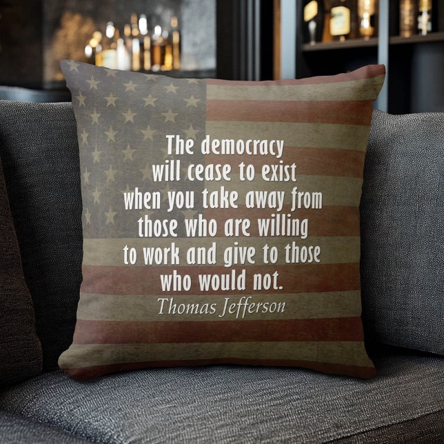 Quote on Democracy, Socialism and Taxes Cushion (Patriotic Pillow)