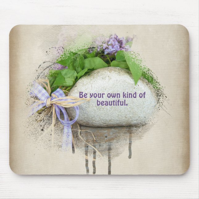 quote on rock with lilacs mouse pad (Front)
