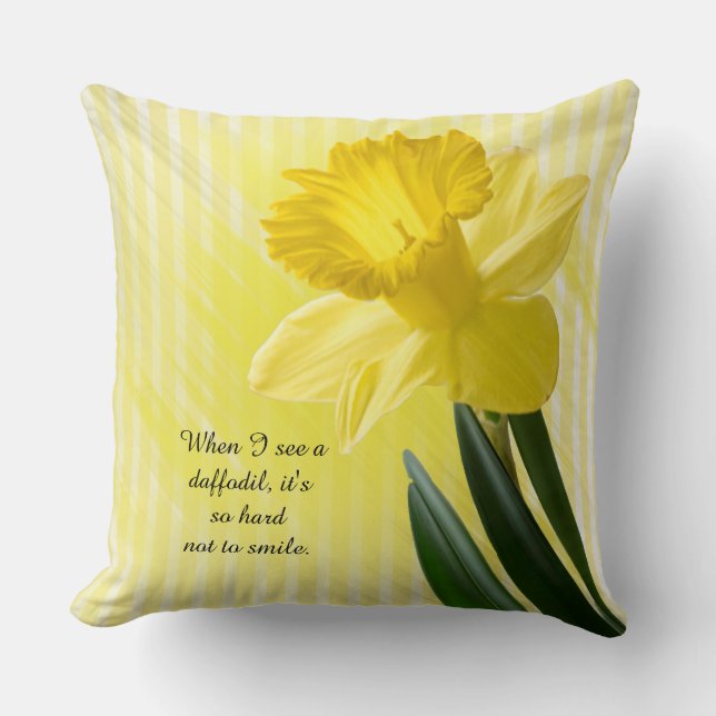 Quote on Yellow Spring Daffodil Picture Cushion (Front)