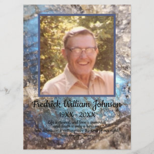 Quote Photo Blue Green Labradorite Funeral Program