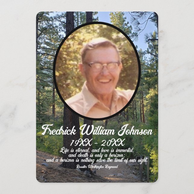 Quote Photo Pine Tree Forest Background Memorial Program (Front)