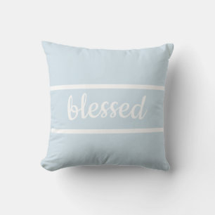 quote pillow blue and white with  blessed