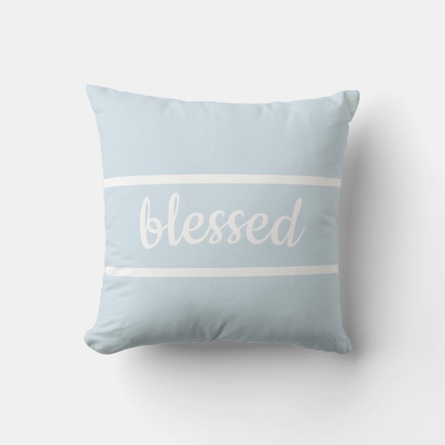 quote pillow blue and white with  blessed (Front)