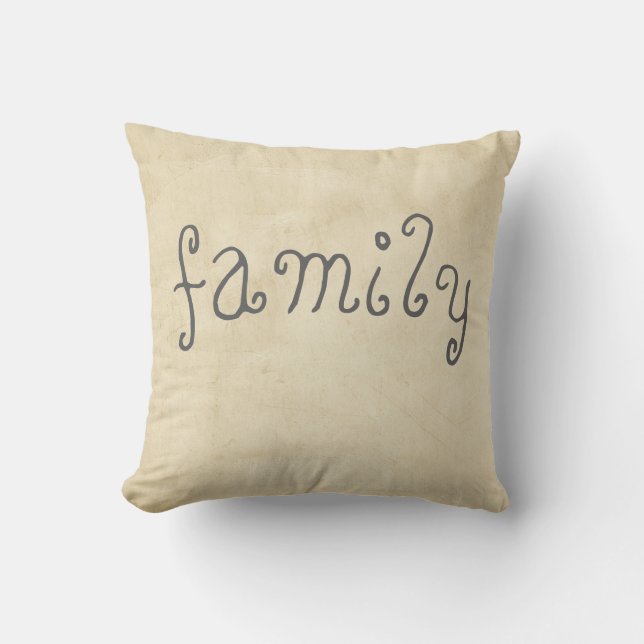 quote pillow distessed sepia and tan with  family (Front)