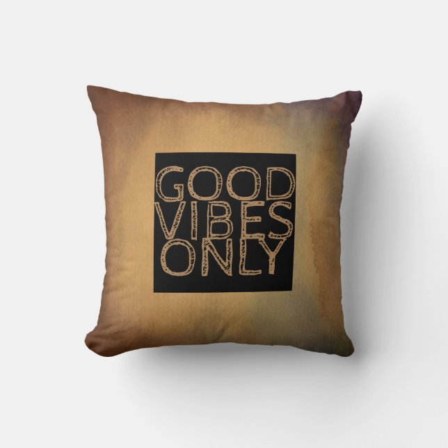 quote pillow good vibes only khaki brown (Front)