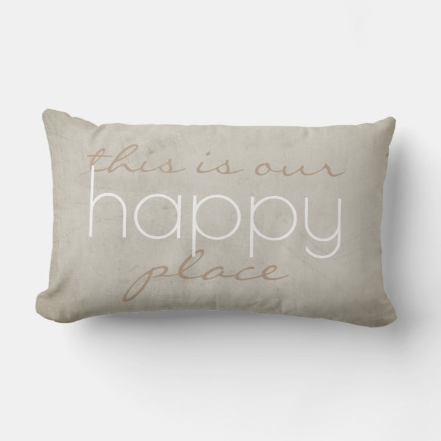 quote pillow this our happy place on grey (Front)